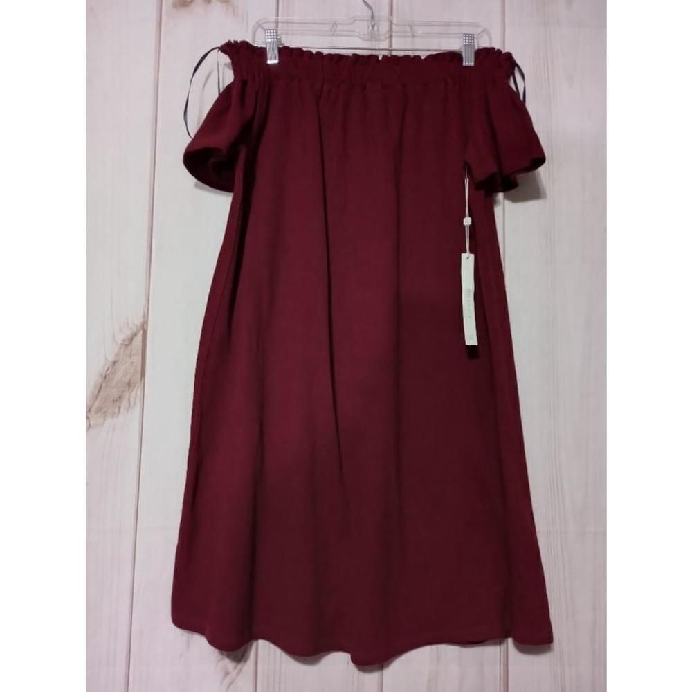 Caslon Dress Ladies Small Maroon Off Shoulder‎